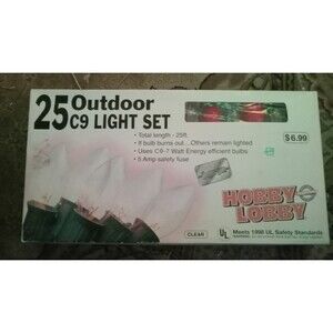 Hobby Lobby 25 C9 Red and Clear Indoor Outdoor Light Set